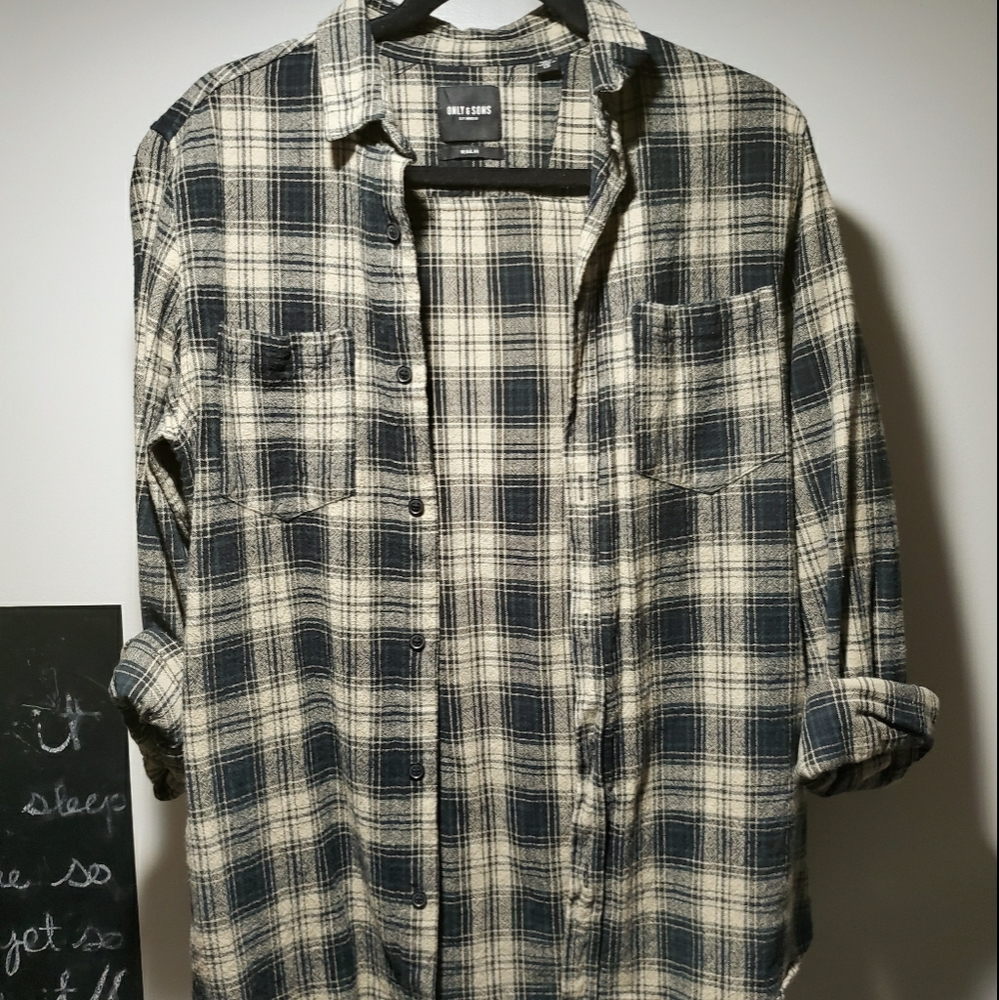 Beige & Green Flannel Small - Medium